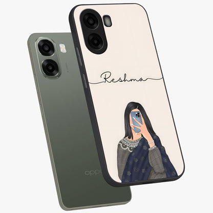Mirror Mood Muse With Custom Name Glass Case displayed in angled mockup highlighting aesthetic mirror inspired design with custom name feature.