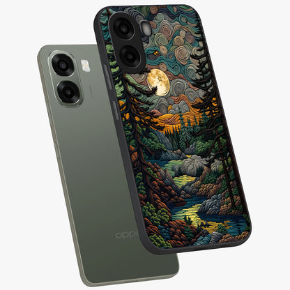 Moonlight Forest Dream Glass Case displayed in angled mockup highlighting dreamy forest design with glowing moon aesthetic.