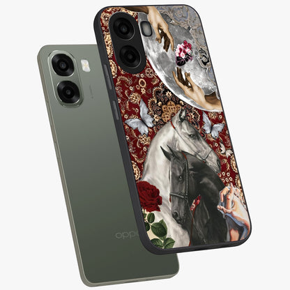 Moonlit Royal Stallion Glass Case displayed in angled mockup highlighting powerful stallion illustration with royal night aesthetic.