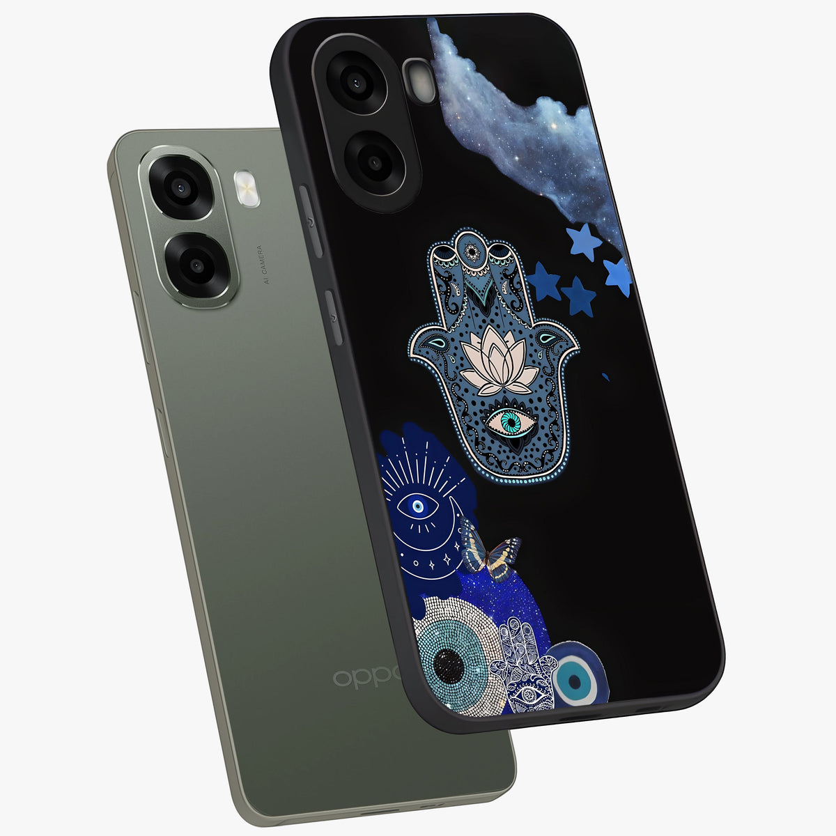 Mystic Hand Aura Glass Case displayed in angled mockup highlighting magical aura design with spiritual aesthetic style.