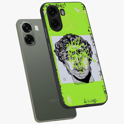 Neo Graffiti Rebellion Glass Case displayed in angled mockup highlighting urban street art design with rebellious aesthetic.