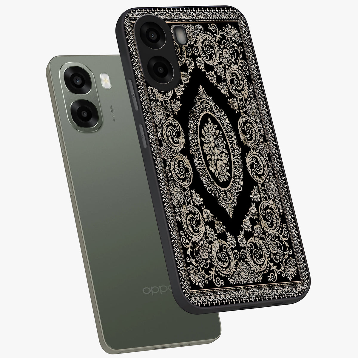 Noir Bloom Elegance Glass Case displayed in angled mockup highlighting refined flower design with stylish noir aesthetic.