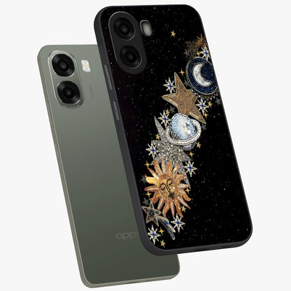 Pearls Universe Object Glass Case displayed in angled mockup highlighting celestial pearl design with dreamy aesthetic.
