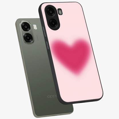 Pink Aura Heart Glass Case displayed in angled mockup highlighting vibrant pink heart design with dreamy aura aesthetic.