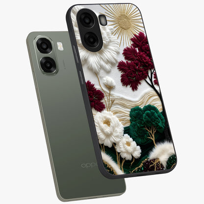 Radiant Bloom Elegance Glass Case displayed in angled mockup highlighting graceful floral design with radiant aesthetic style.