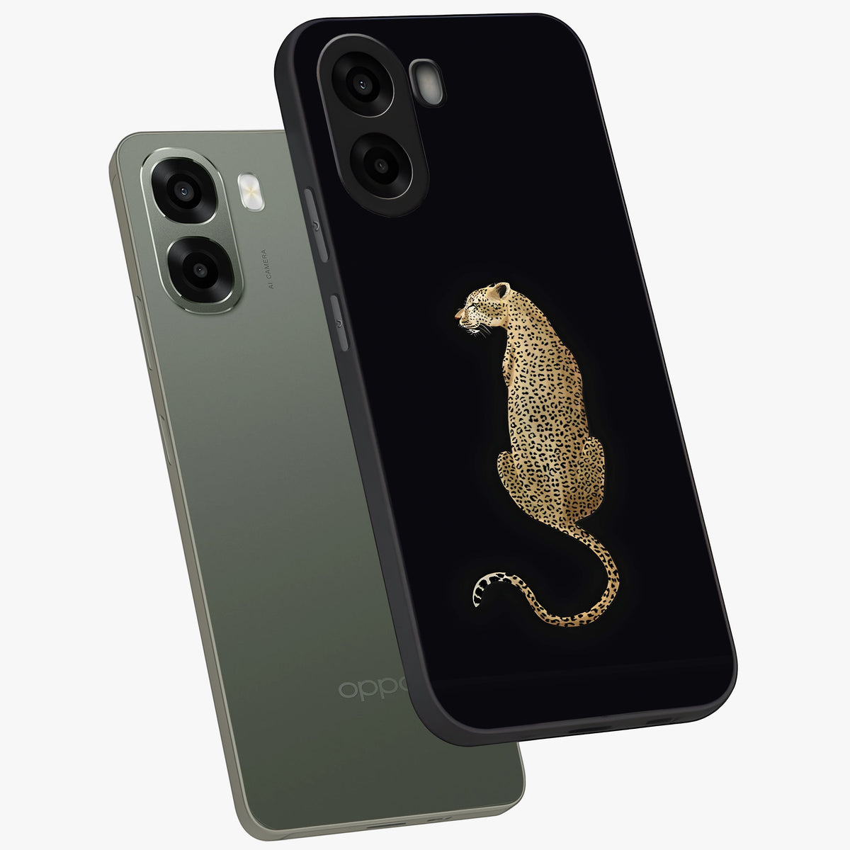 Regal Leopard Glass Case displayed in angled mockup highlighting powerful animal illustration with stylish wild aesthetic.