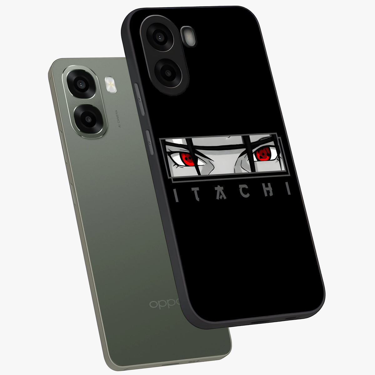Scarlet Gaze Dominance Glass Case displayed in angled mockup highlighting intense visual design with bold scarlet aesthetic.