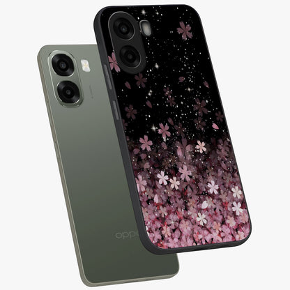 Small Starry Flowers Glass Case displayed in angled mockup highlighting tiny flower pattern with celestial aesthetic style.