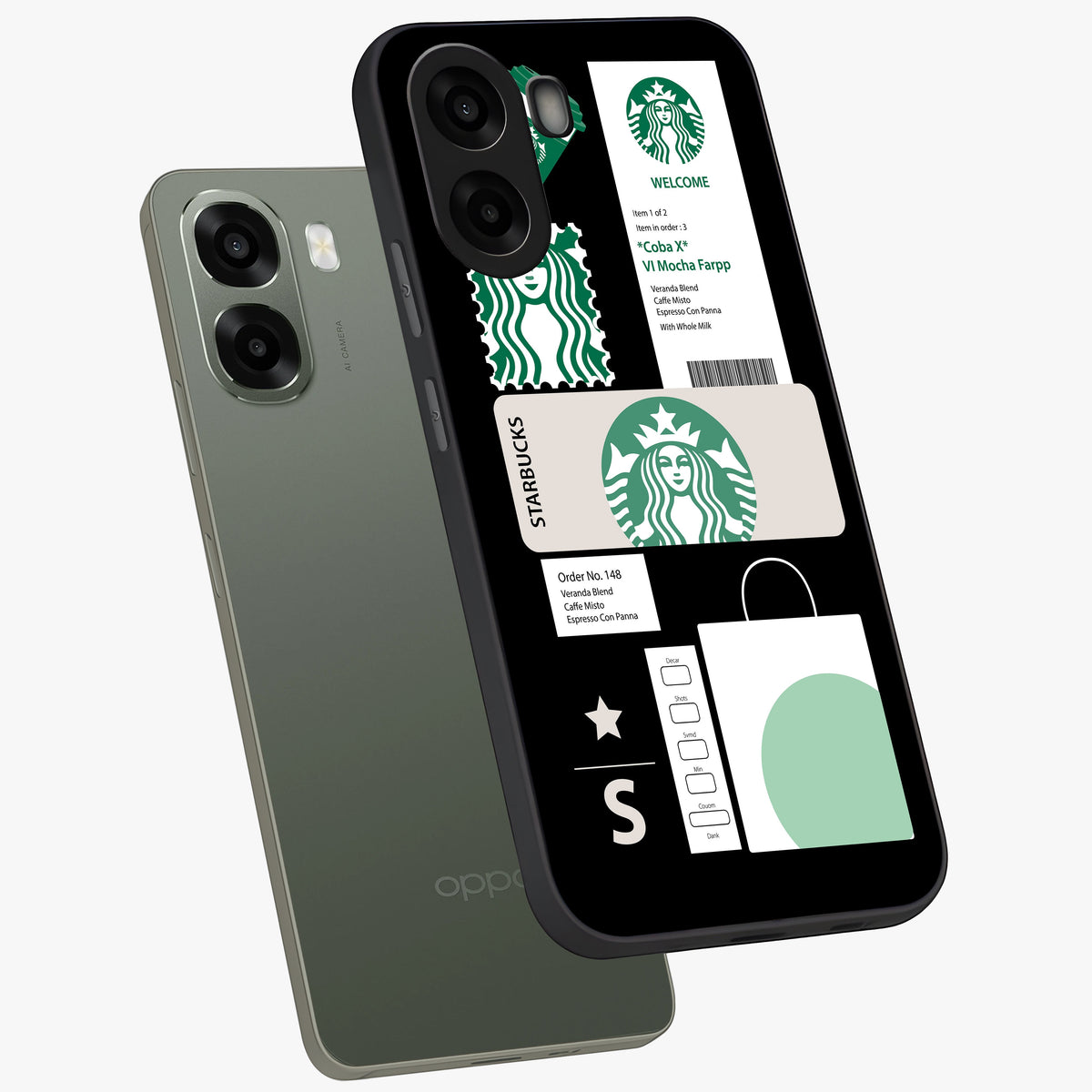 Starbucks Mocha Glass Case displayed in angled mockup highlighting stylish mocha themed design with cozy café aesthetic.