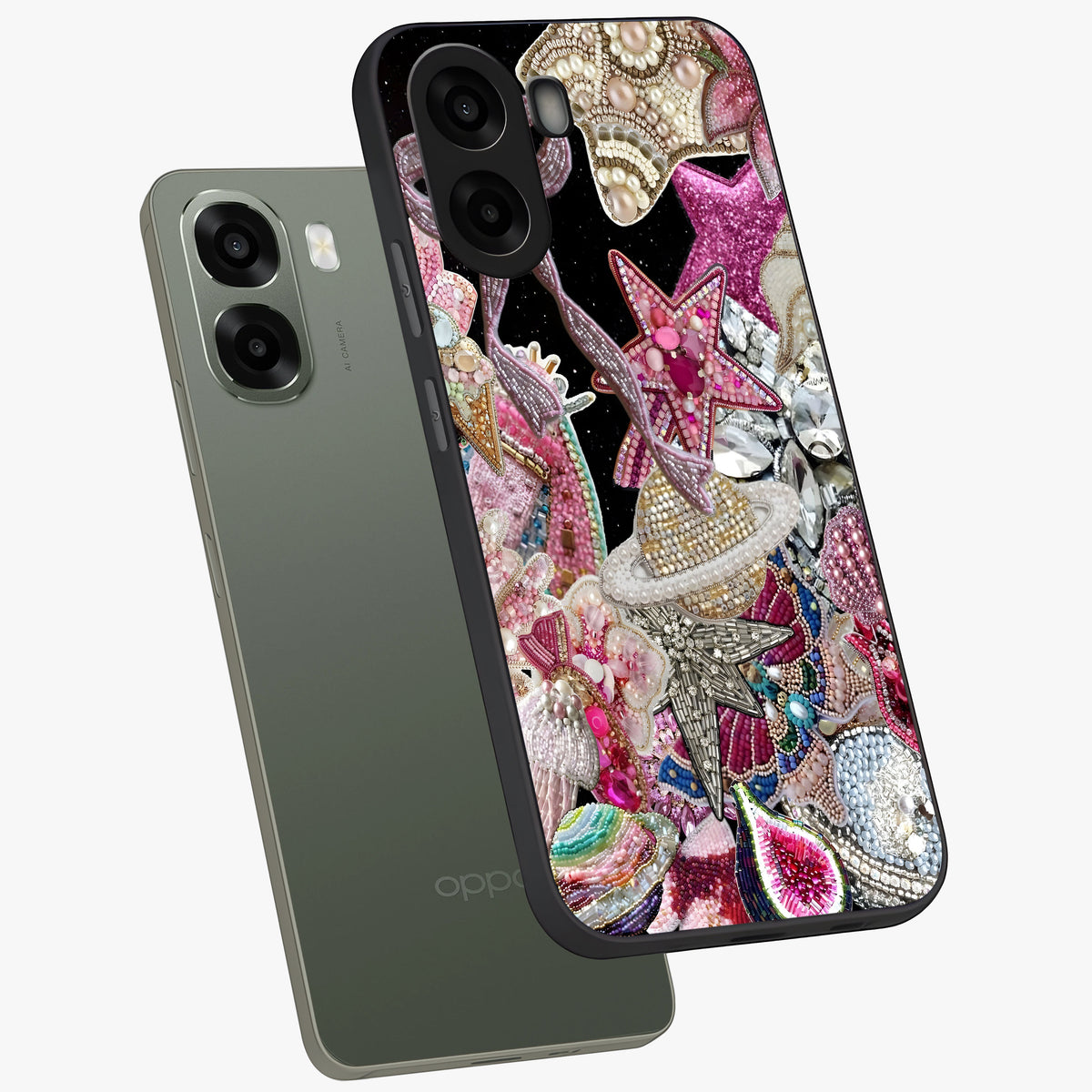 Starlit Jewel Dream Glass Case displayed in angled mockup highlighting glowing celestial jewel design with dreamy aesthetic.