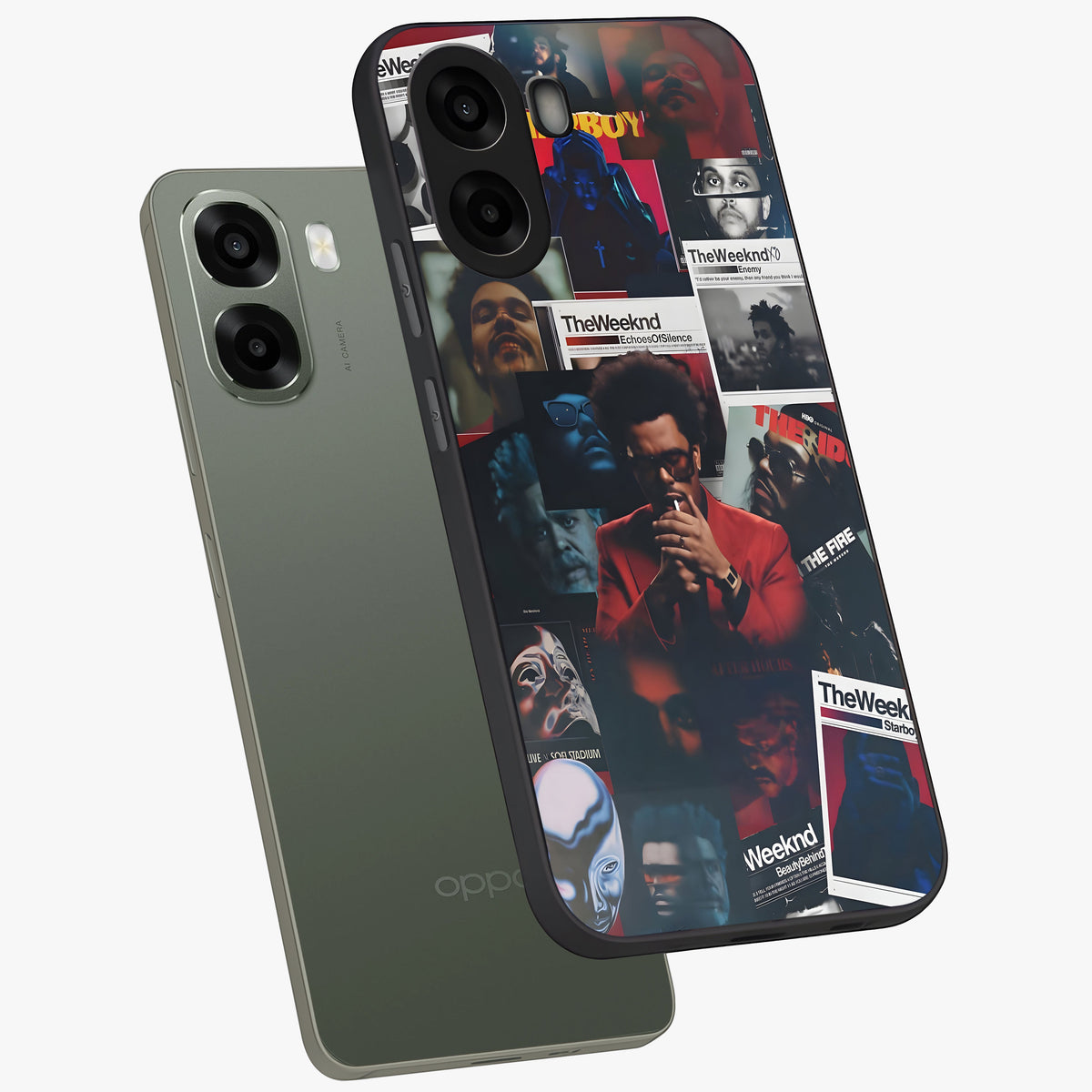 The Weeknd Glass Case displayed in angled mockup highlighting stylish pop culture inspired design with modern aesthetic.