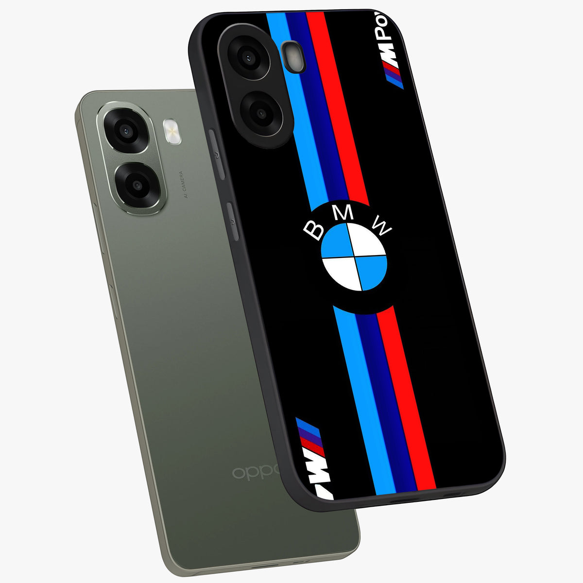 Turbo BMW Beast Glass Case displayed in angled mockup highlighting sleek racing car design with bold automotive aesthetic.
