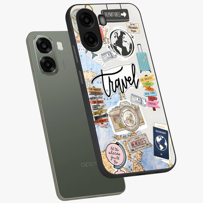 Wanderlust Journal Glass Case displayed in angled mockup highlighting adventure themed design with aesthetic travel vibe.