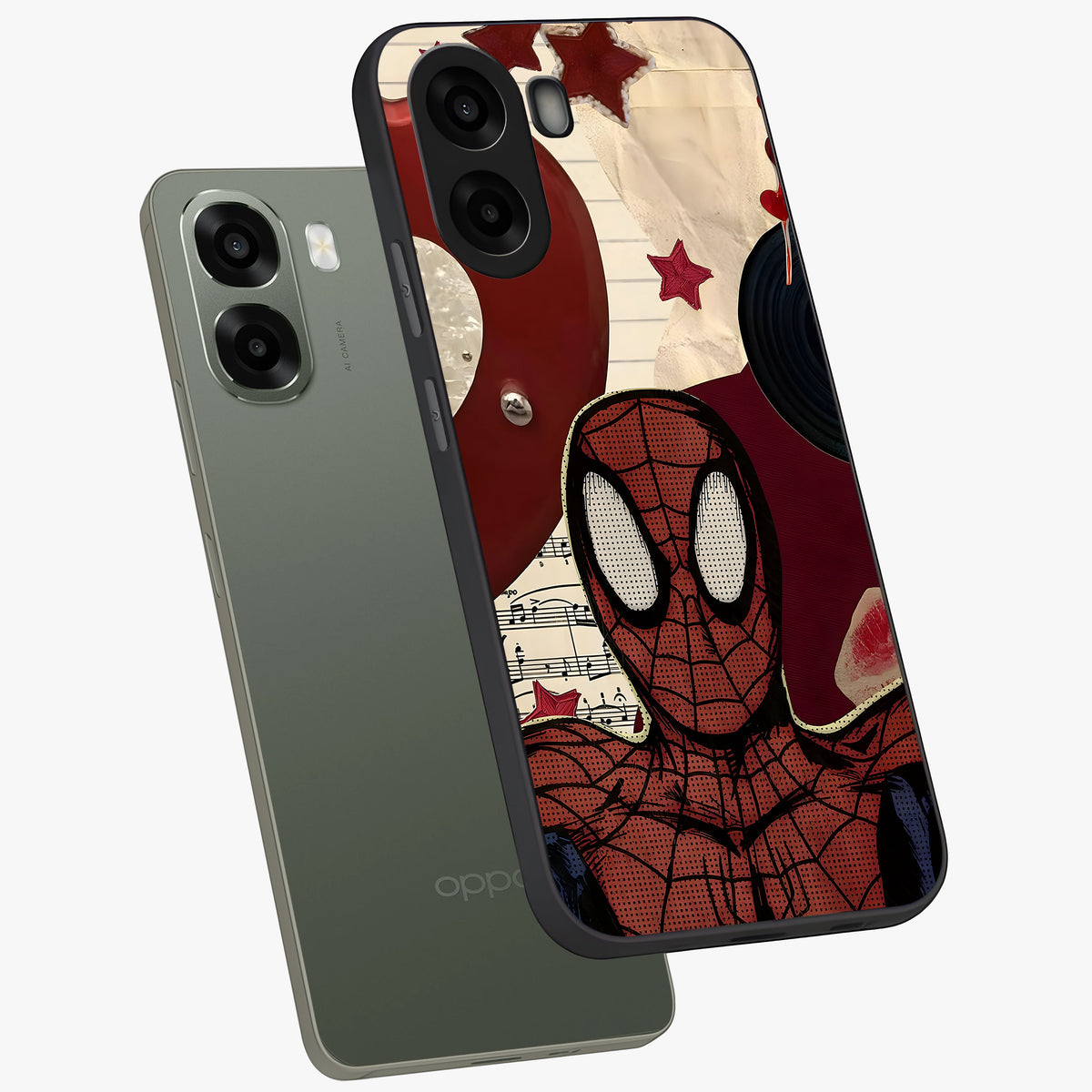 Web Warrior Vibes Glass Case displayed in angled mockup highlighting dynamic web design with comic style aesthetic.