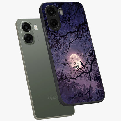 Whispering Moon Silence Glass Case displayed in angled mockup highlighting calm lunar design with dreamy night aesthetic.