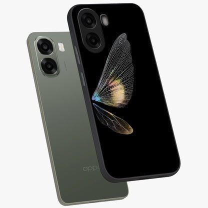 Whispers Of Wings Glass Case displayed in angled mockup highlighting soft feather design with celestial aesthetic style.