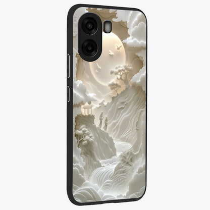 Celestial Origami Glass Case upright view showcasing creative origami artwork with modern celestial style.