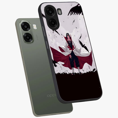 Crimson Crow Ascension Glass Case upright view showcasing dramatic crow artwork with bold gothic theme.