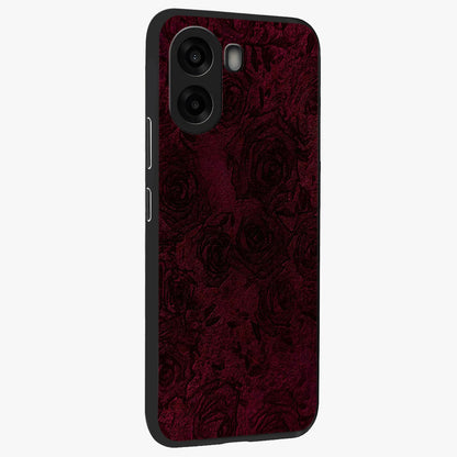 Crimson Fade Flow Glass Case upright view showcasing dynamic crimson flow artwork with stylish abstract theme.