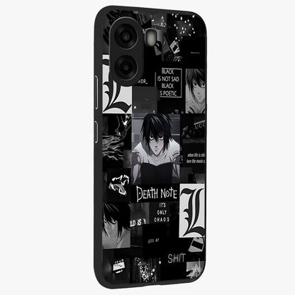 Midnight Chaos Mind Glass Case upright view showcasing expressive abstract artwork with bold dark theme.