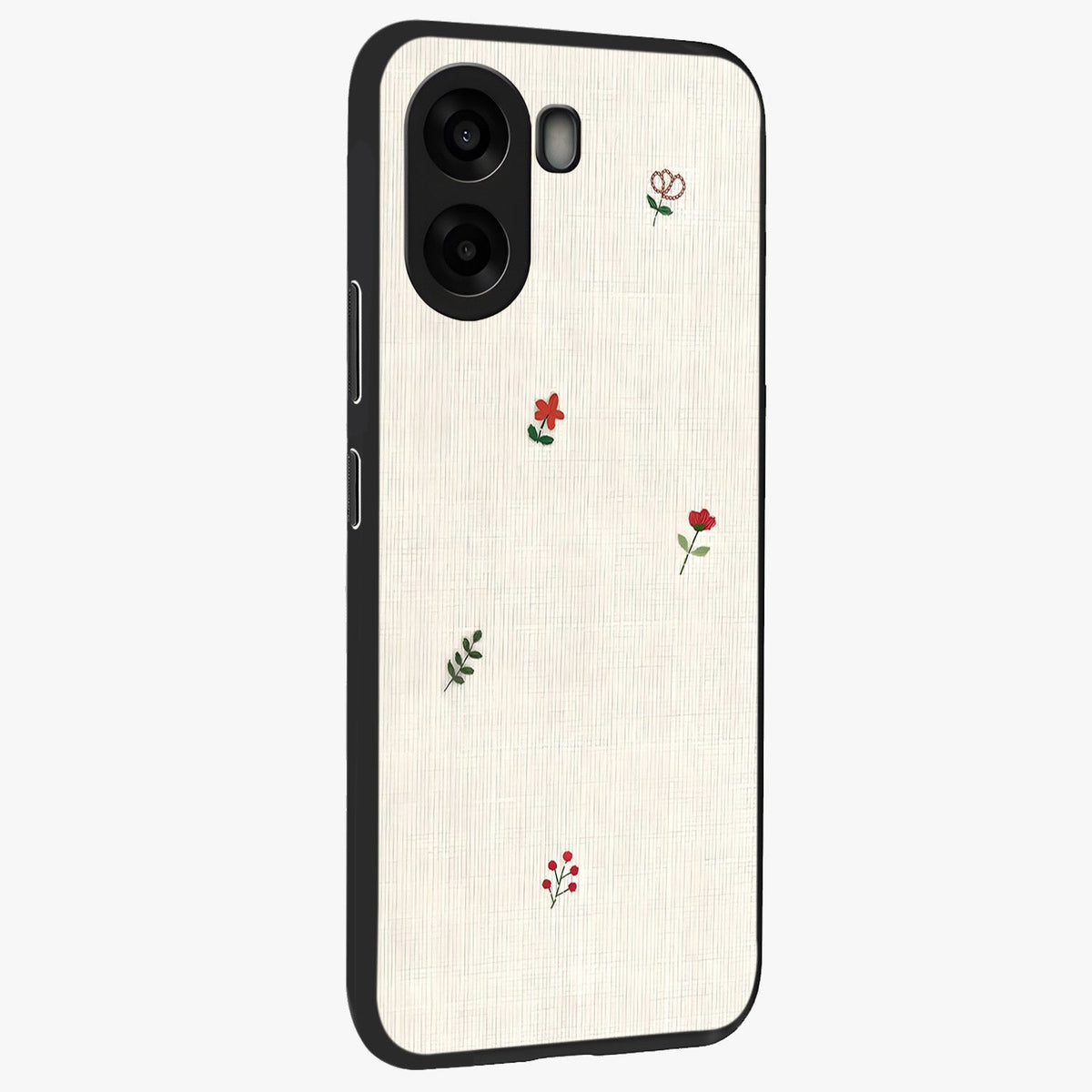 Minimalistic Blue With White Flower Pattern Glass Case upright view showcasing clean white flower artwork with calming blue theme.