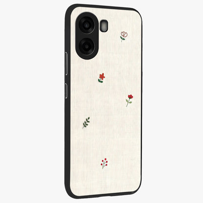 Minimalistic Blue With White Flower Pattern Glass Case upright view showcasing clean white flower artwork with calming blue theme.