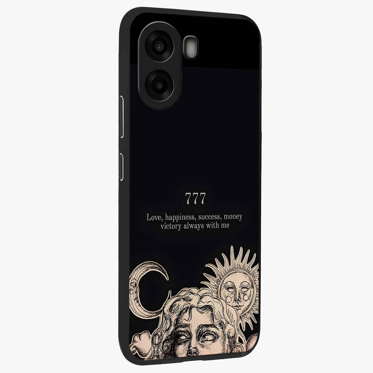 Mystic Victory Aura Glass Case upright view showcasing powerful victory themed artwork with spiritual energy vibe.