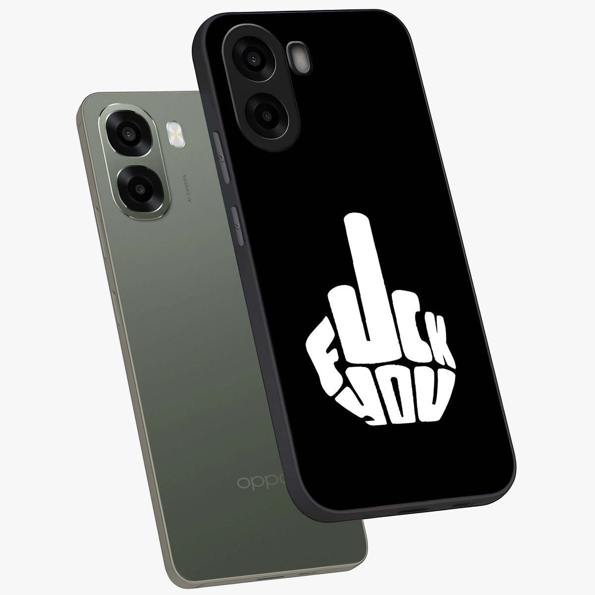 Rebel Mode On Glass Case upright view showcasing striking statement artwork with bold rebellious theme.