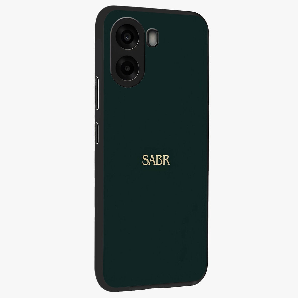 Sabr Minimal Patience Glass Case upright view showcasing calm minimalist artwork with motivational patience theme.