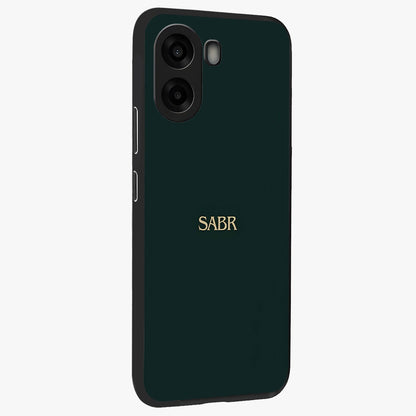 Sabr Minimal Patience Glass Case upright view showcasing calm minimalist artwork with motivational patience theme.