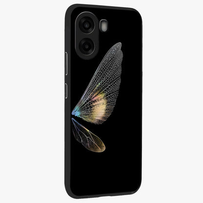 Whispers Of Wings Glass Case upright view showcasing elegant wing artwork with light airy theme.