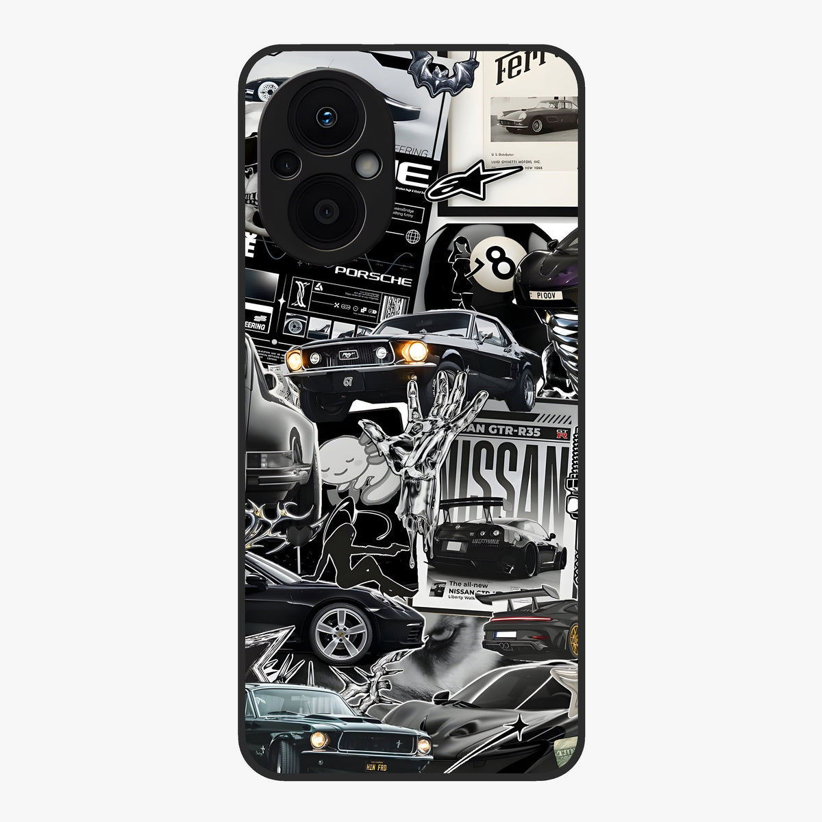 Aesthetic Dark Love Glass Case showing flat back view with dark romantic artwork and glossy glass finish.