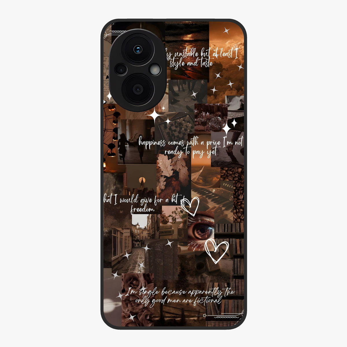Bittersweet Aesthetic Chaos Glass Case showing flat back view with artistic chaotic aesthetic design and glossy glass finish.