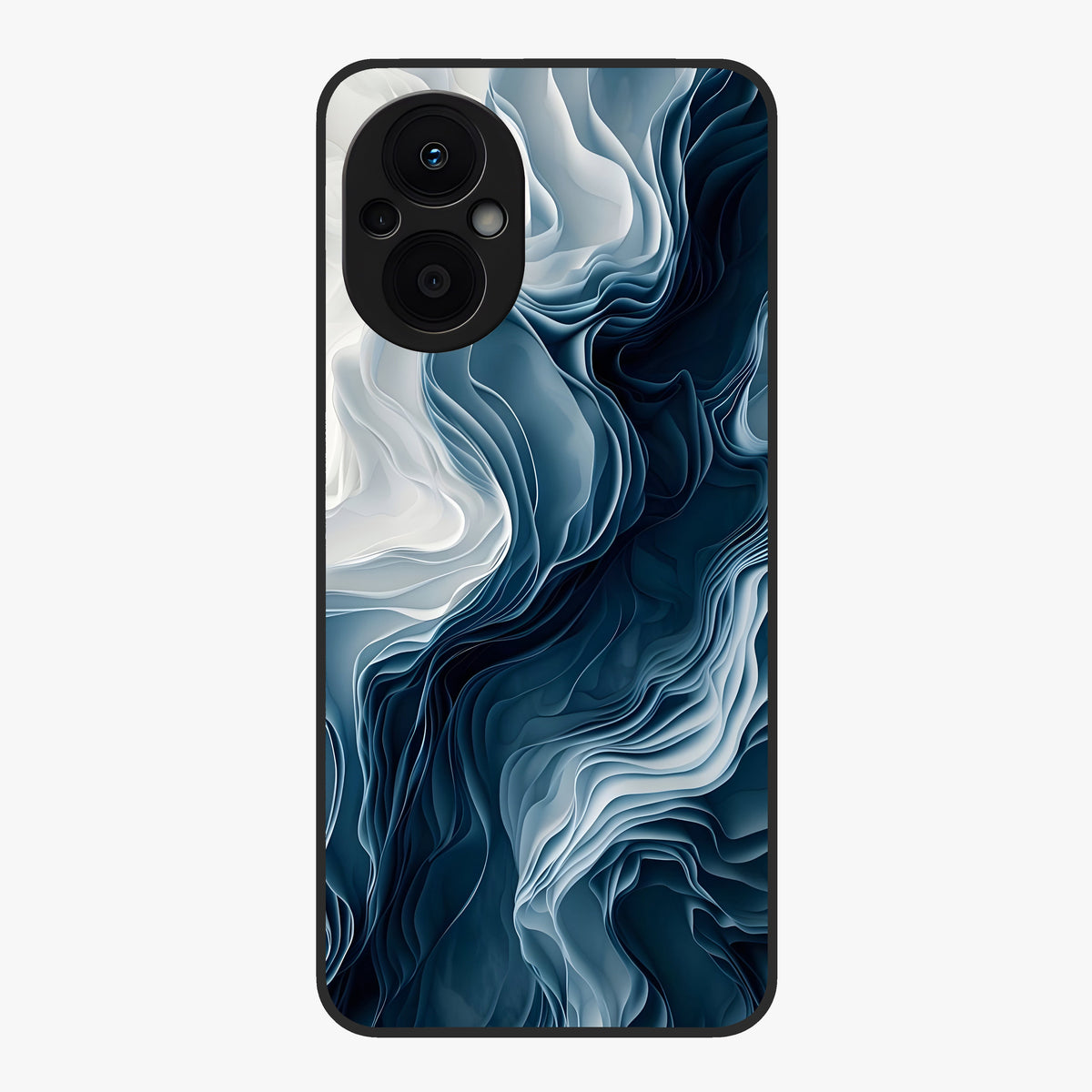 Ethereal Paper Marble Glass Case showing flat back view with soft marble paper texture artwork and glossy glass finish.