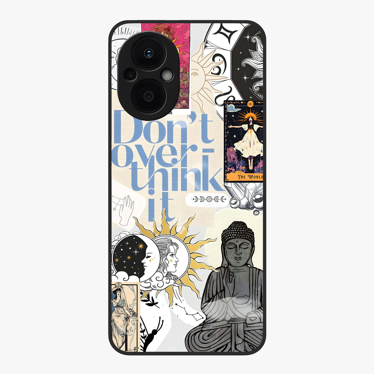 Ethereal Thoughts Glass Case showing flat back view with dreamy artistic artwork and glossy glass finish.