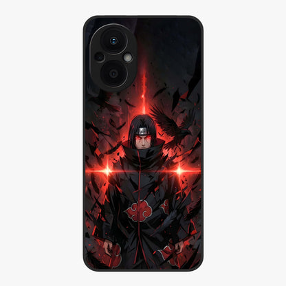 Focused Blade Discipline Glass Case showing flat back view with warrior sword themed artwork and glossy glass finish.