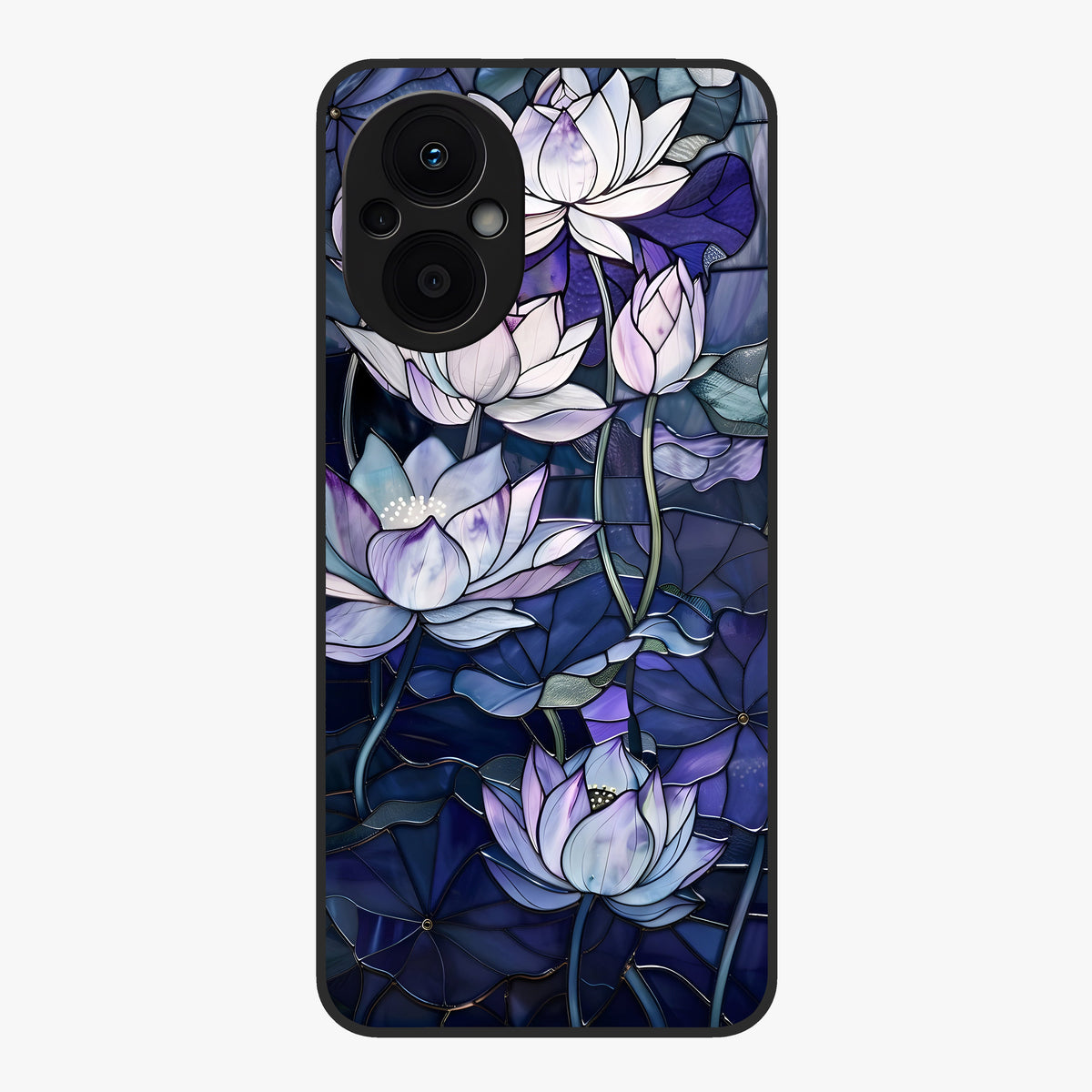 Gloss Petal Rush Glass Case showing flat back view with glossy flower petal artwork and smooth glass finish.