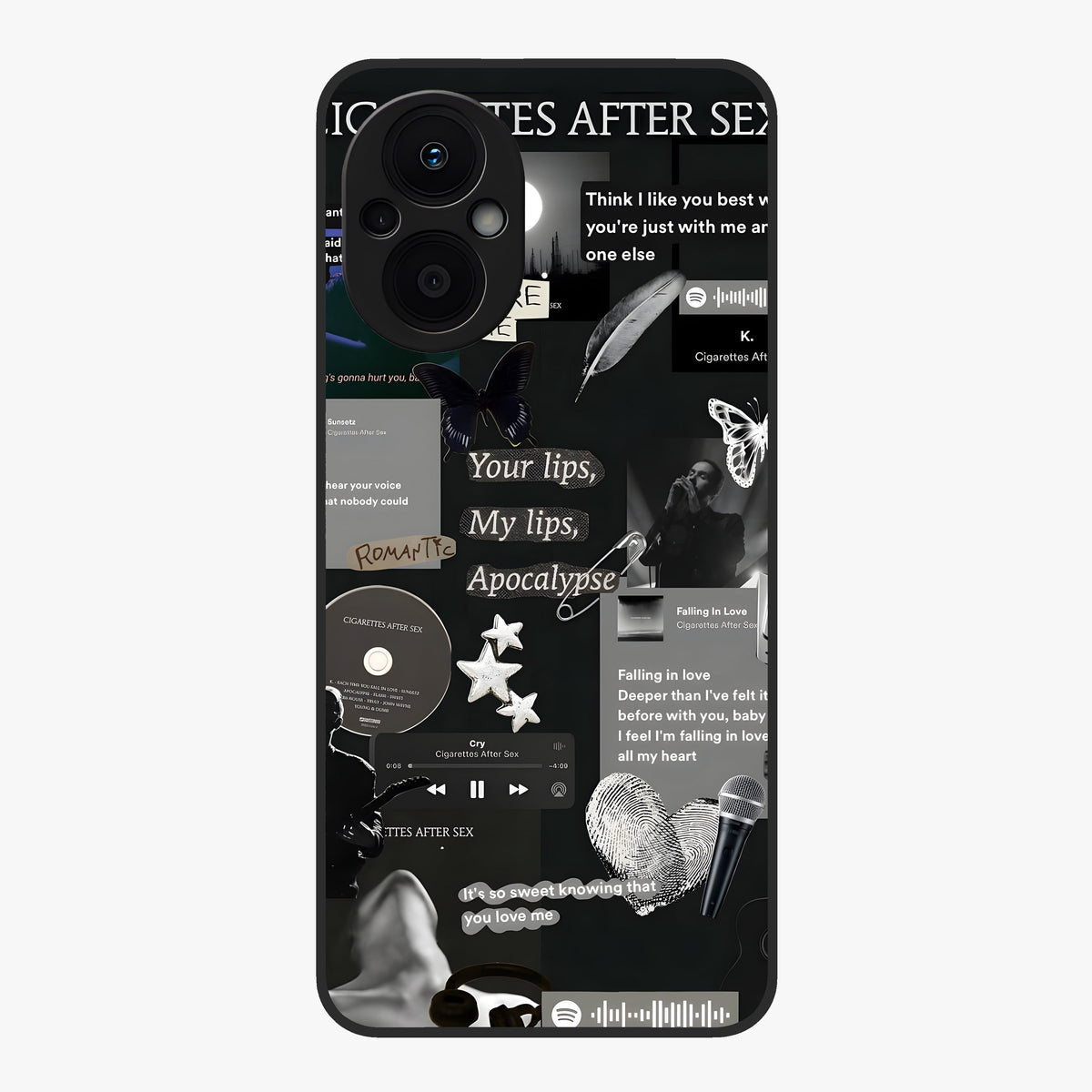 Midnight Love Echo Glass Case showing flat back view with romantic midnight themed artwork and glossy glass finish.