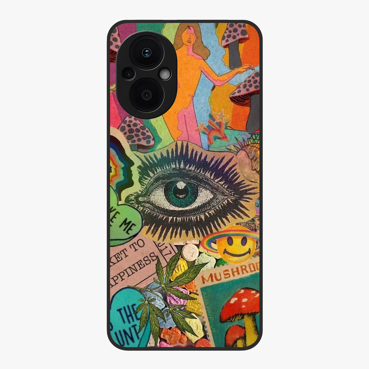 Mystic Eye Wonderland Glass Case showing flat back view with mystical eye themed artwork and glossy glass finish.