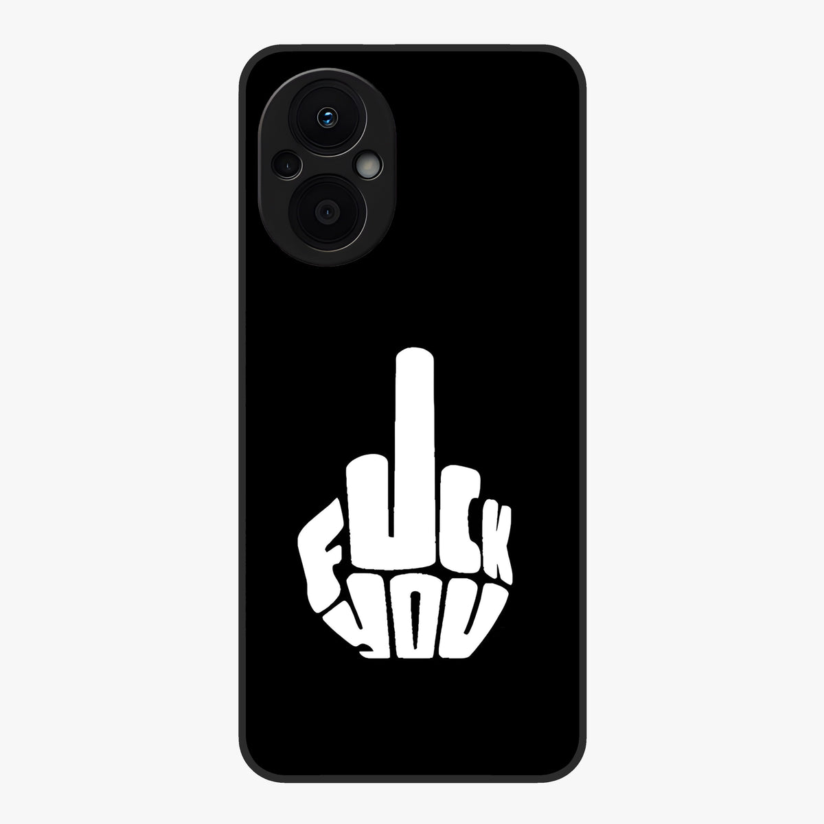 Rebel Mode On Glass Case showing flat back view with bold rebellious typography artwork and glossy glass finish.