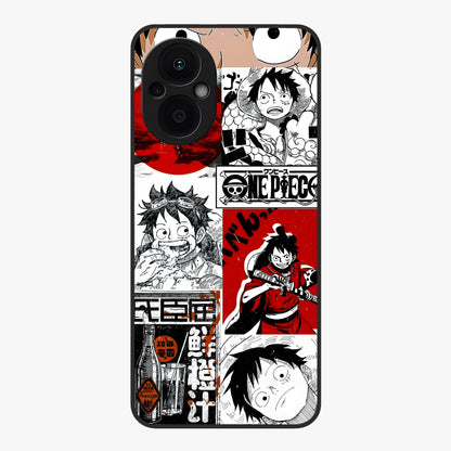 Strawhat Chaos Panels Glass Case showing flat back view with anime inspired chaos panel artwork and glossy glass finish.
