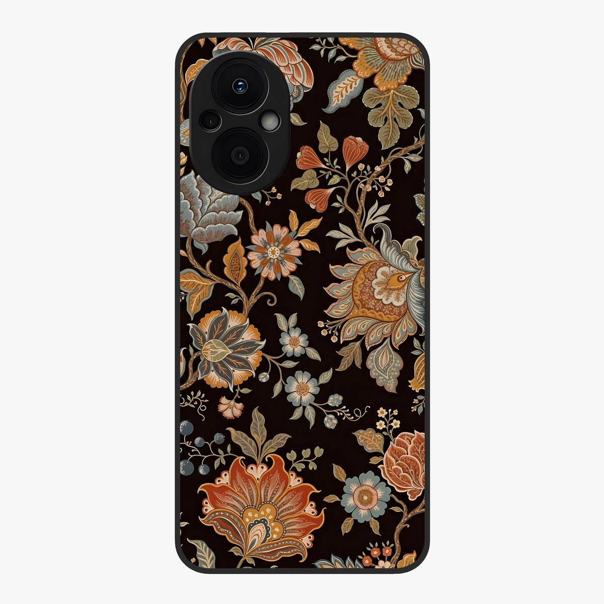 Vintage Floral Dream Glass Case showing flat back view with classic floral artwork and glossy glass finish.