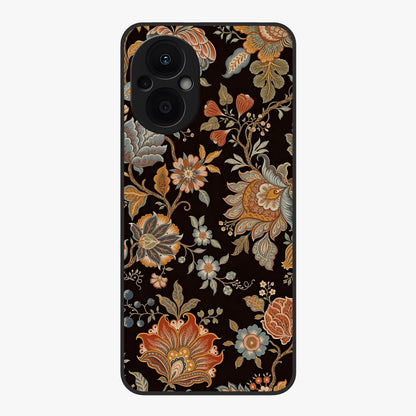 Vintage Floral Dream Glass Case showing flat back view with classic floral artwork and glossy glass finish.