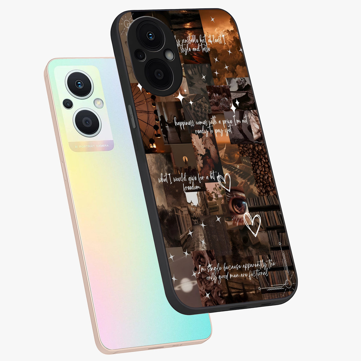 Bittersweet Aesthetic Chaos Glass Case displayed in angled mockup highlighting expressive abstract artwork and edgy aesthetic theme.