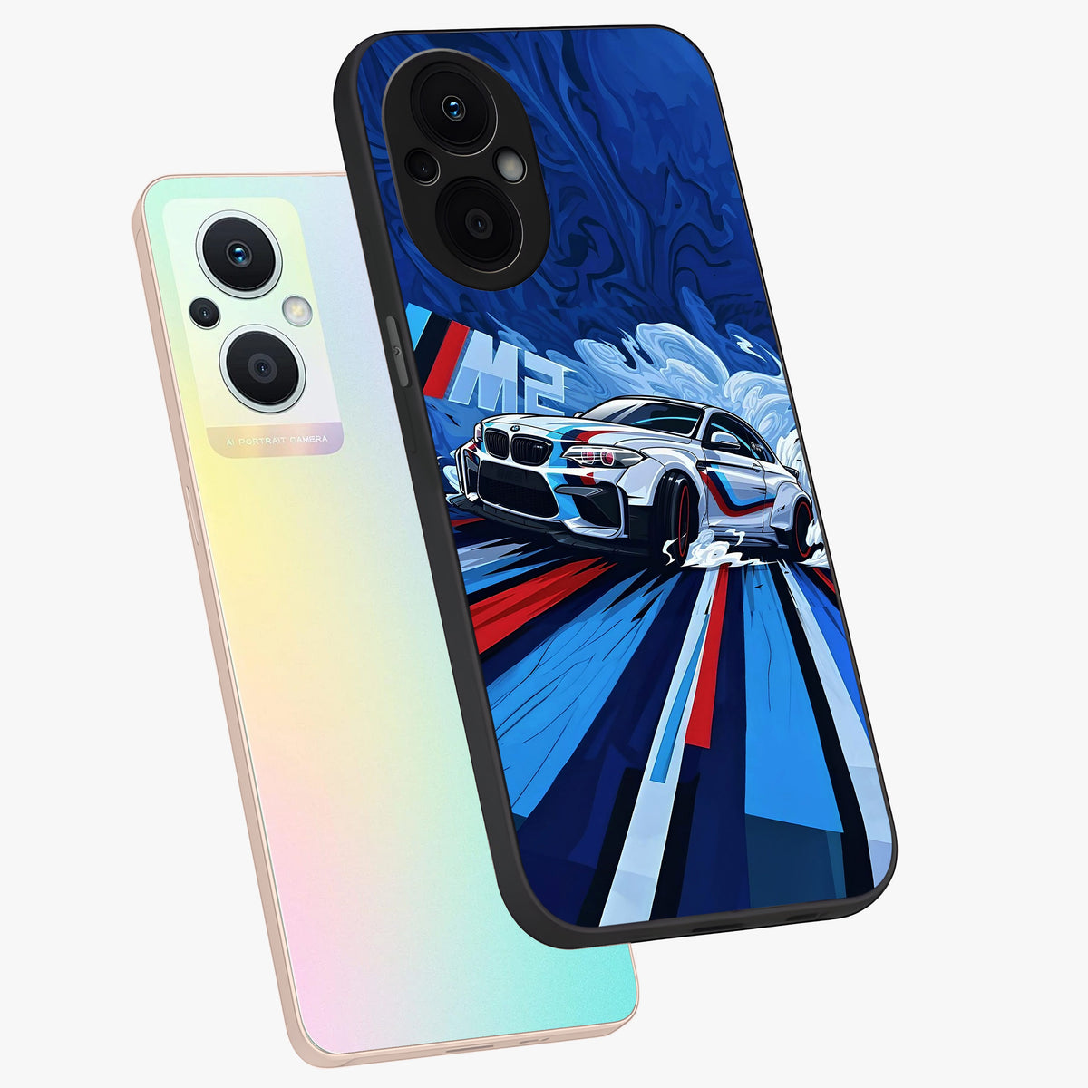 Drift Power Rush Glass Case displayed in angled mockup highlighting powerful drift car design with sporty aesthetic style.