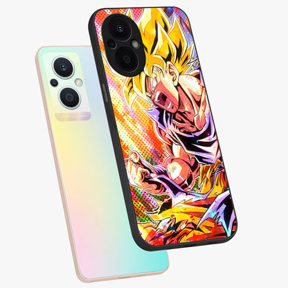 Firing Goku Glass Case displayed in angled mockup highlighting dynamic anime character design with action aesthetic.