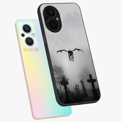 Graveyard Shadow Descent Glass Case displayed in angled mockup highlighting eerie shadow illustration with gothic aesthetic.