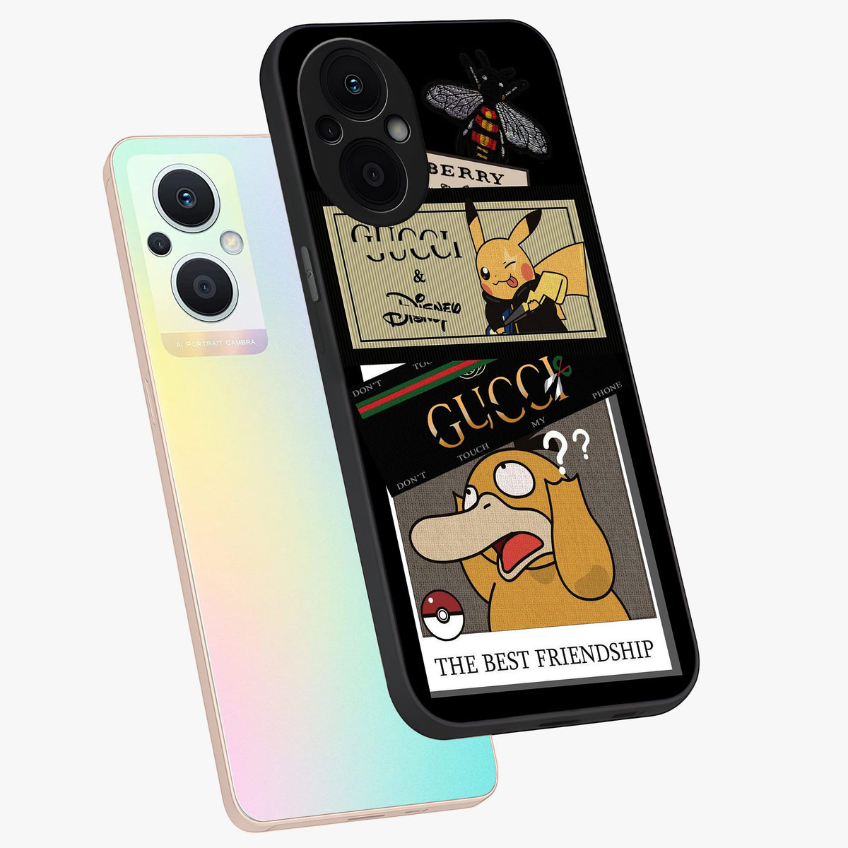 Gucci Play Mashup Glass Case displayed in angled mockup highlighting stylish fashion mashup design with bold aesthetic.