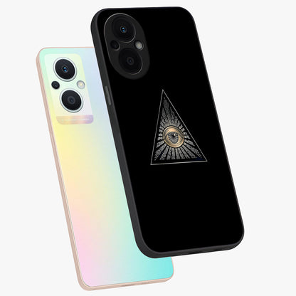 Illuminati Evil Glass Case displayed in angled mockup highlighting dark occult inspired design with bold aesthetic style.