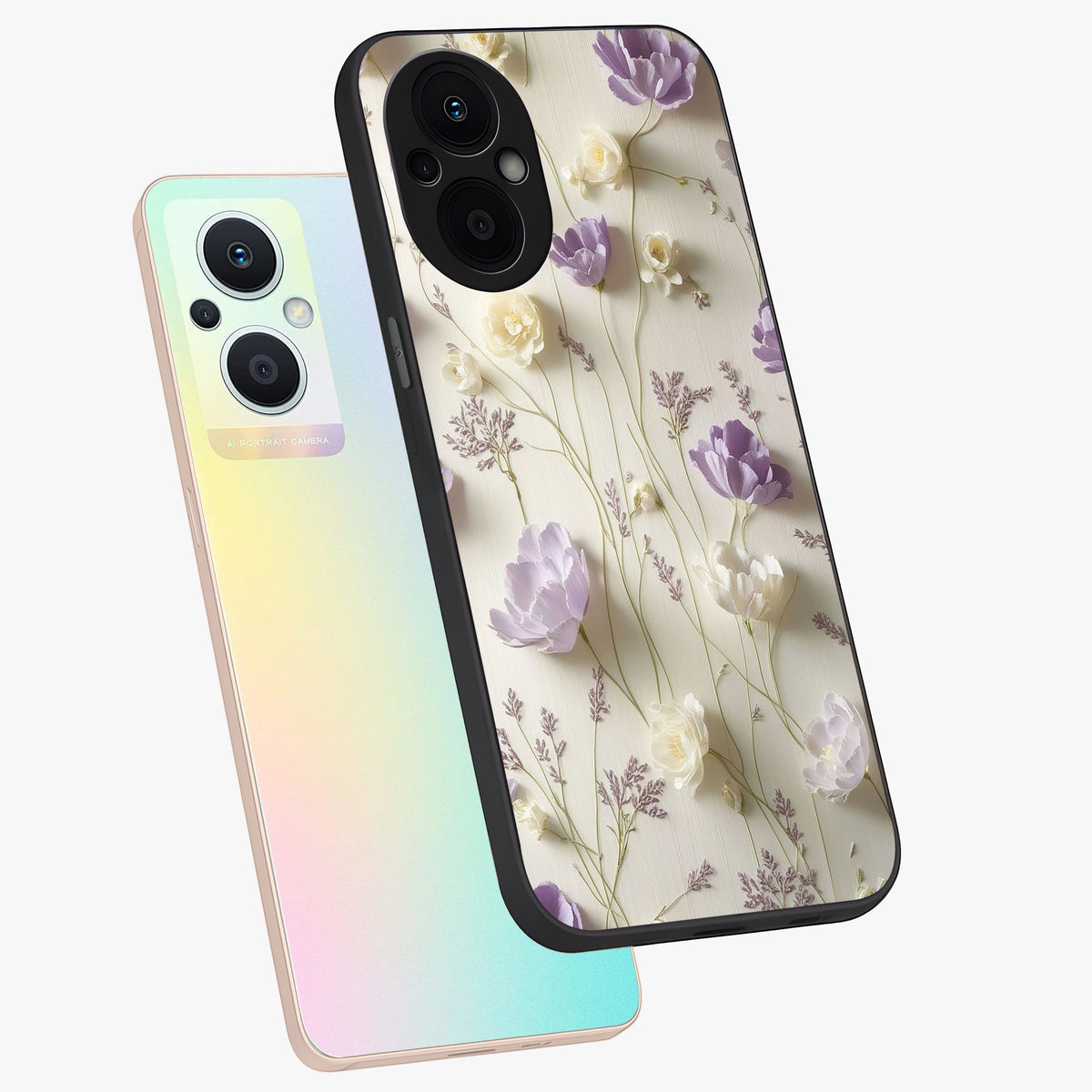 Lilac Breeze Harmony Glass Case displayed in angled mockup highlighting calm lilac breeze design with soothing aesthetic style.